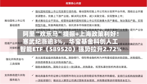 阿里“欢乐马”提振+上海政策利好！寒武纪涨逾3%，华宝基金科创人工智能ETF（589520）强势拉升2.72%
