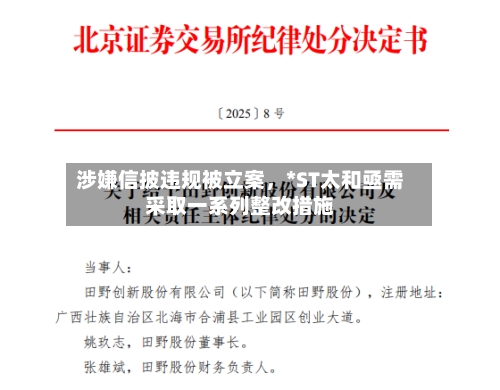 涉嫌信披违规被立案，*ST太和亟需采取一系列整改措施-第2张图片