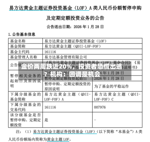 金价两周跌近20%	，投资者恐慌出逃？机构：回调是机会-第2张图片