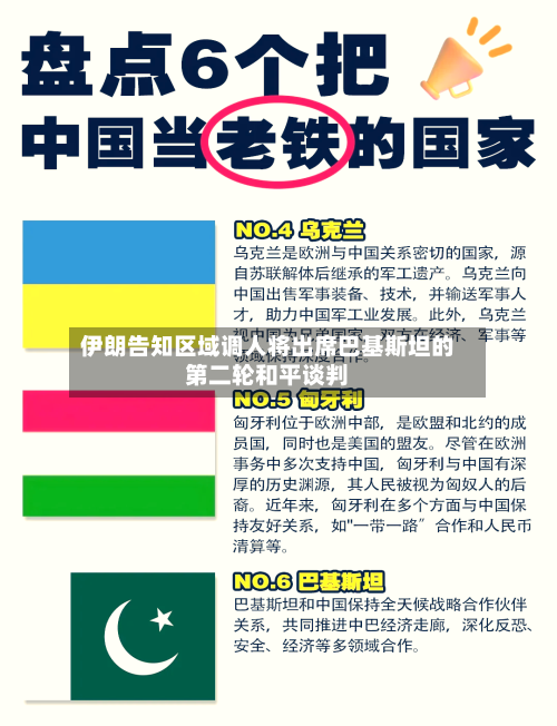 伊朗告知区域调人将出席巴基斯坦的第二轮和平谈判