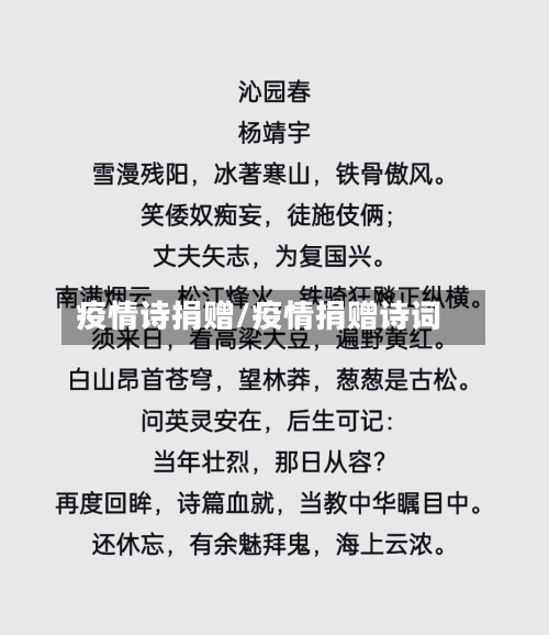 疫情诗捐赠/疫情捐赠诗词