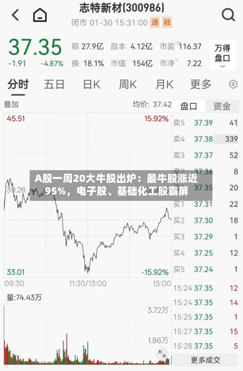 A股一周20大牛股出炉：最牛股涨近95%，电子股、基础化工股霸屏-第2张图片