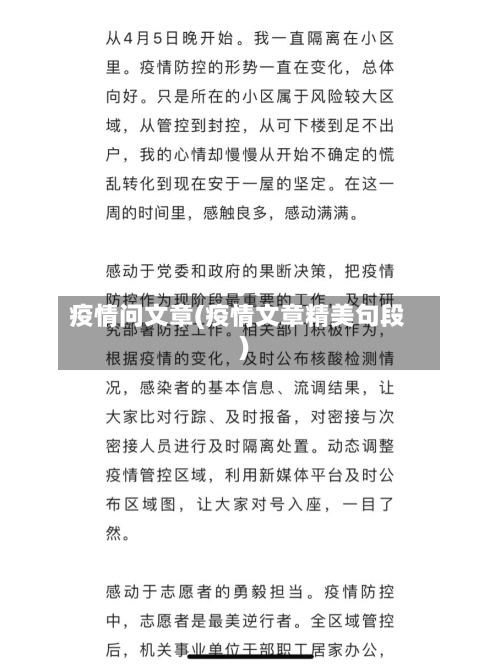 疫情问文章(疫情文章精美句段)