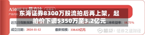 东海证券8300万股流拍后再上架，起拍价下调5350万至3.2亿元-第2张图片