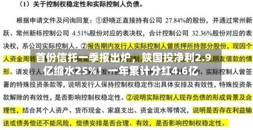 首份信托一季报出炉，陕国投净利2.9亿缩水25%！一年累计分红4.6亿-第2张图片