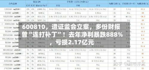 600810，遭证监会立案，多份财报曾“连打补丁”！去年净利暴跌888%	，亏损2.17亿元-第3张图片