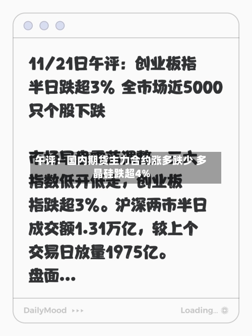午评：国内期货主力合约涨多跌少 多晶硅跌超4%