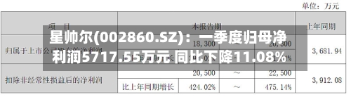 星帅尔(002860.SZ)：一季度归母净利润5717.55万元 同比下降11.08%