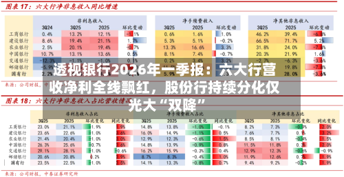透视银行2026年一季报：六大行营收净利全线飘红，股份行持续分化仅光大“双降	”-第3张图片