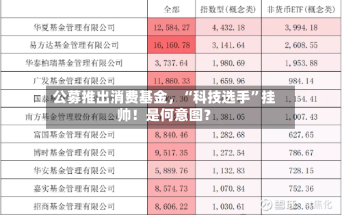 公募推出消费基金，“科技选手	”挂帅！是何意图？-第2张图片